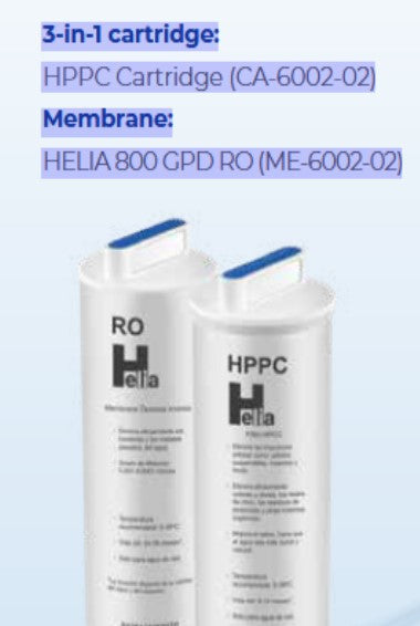 Ersatzfilter Helia alle 6 Monate oder alle 24 Monate, mit RO Membrane