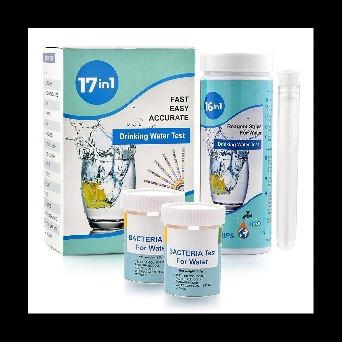 Test acqua test rapido per metalli pesanti, cloro, batteri test con tampone 16/17 parametri