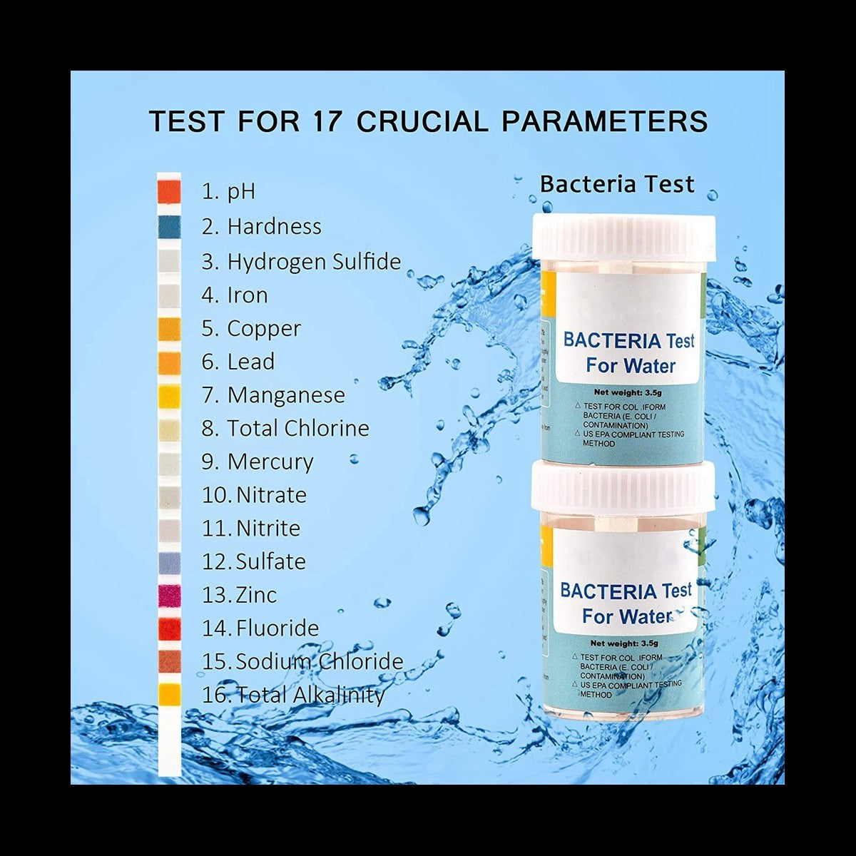 Test acqua test rapido per metalli pesanti, cloro, batteri test con tampone 16/17 parametri
