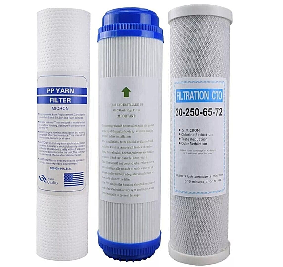 10’’ Ersatz Wasserfilter Set 5µ Sediment Aktivkohle Block Umkehrosmose Kartusche