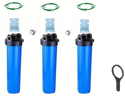 3x Big Blue Sediment Aktivkohle Antikalk Wasserfilter Brunnen-Pumpe-Pool-20’’