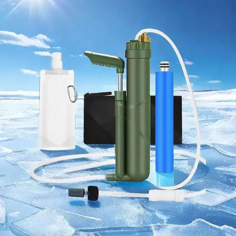 An image of Filterwell Portable Hand Pump RO Water Filter Purifier Reverse Osmosis Outdoor Emergency Survival Kit for Hiking Camping Travel