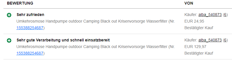 Hand Umkehrosmose Krisenvorsorge Blackout Camping Wandern outdoor