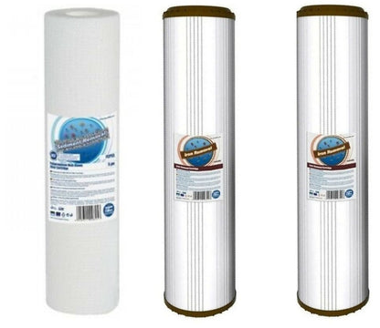 Big Blue 3 er Wasserfilter Brunnen Regen Wasser Eisen Antikalk Aktivkohle Sediment - Doppel