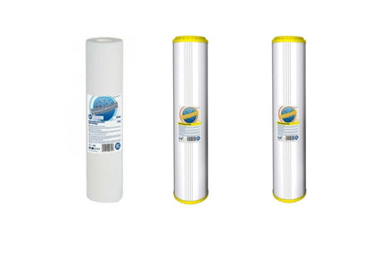 Big Blue 3 er Wasserfilter Brunnen Regen Wasser Eisen Antikalk Aktivkohle Sediment - Doppel